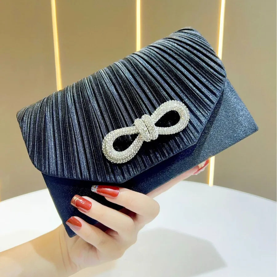 Handmade Butterfly Knot Full Drill Rhinestone Elegant Personality Clutch Bag Square Polyester Evening Bag Luxury Sensation