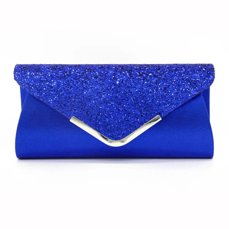 red light grey blue satin solid color sequins square evening bags