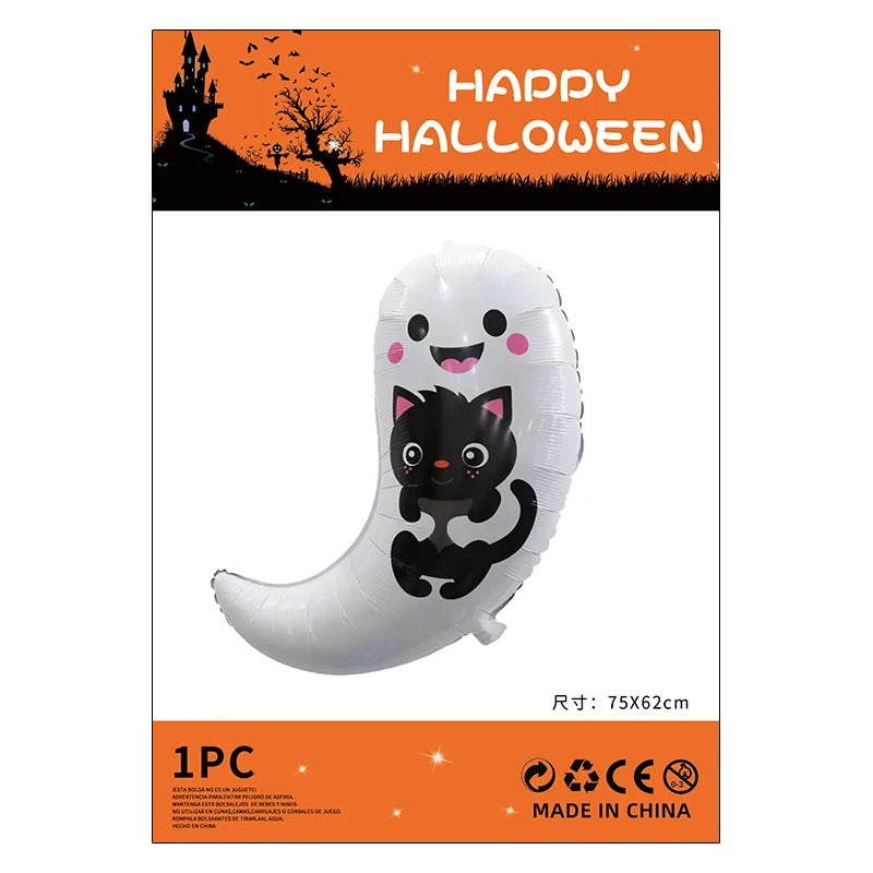 Halloween Decorations Pumpkin Spider Back Card Single Aluminum Foil Balloon Ghost Festival Skull Funny Bar Balloon