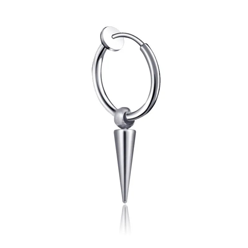 fashion stainless steel tassel single point cone earrings single