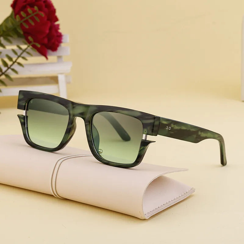 Vacation Solid Color Tac Gradient Tinted Lenses Square Full Frame Men's Sunglasses