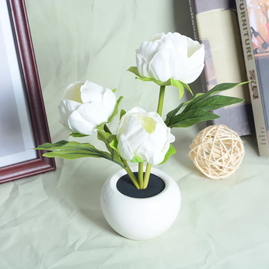 Decorative Table Lamp Glass Shade Wooden Base In Antique White Finish