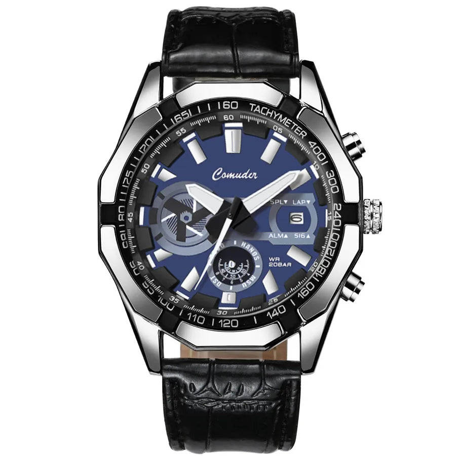 casual geometric single folding buckle quartz men's watches