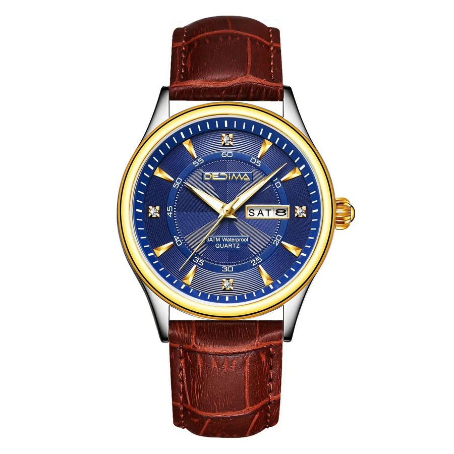 Casual Color Block Solid Color Butterfly Double Snap Quartz Men's Watches