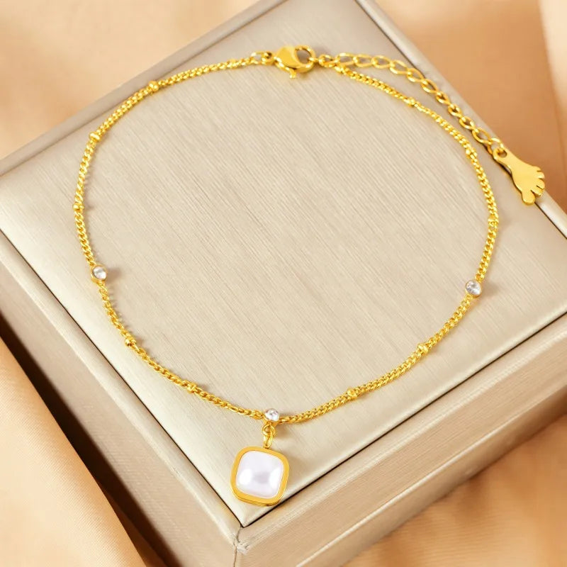 Wholesale Jewelry Elegant Lady Affordable luxury style Geometric 304 Stainless Steel Anklet