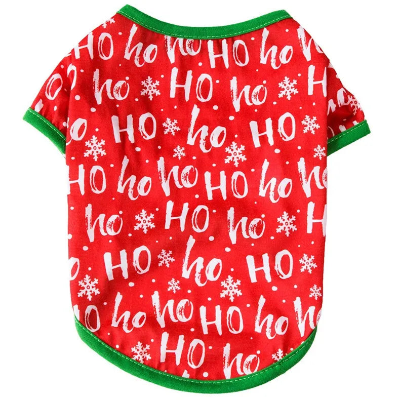 Christmas Theme Thin Print T-Shirt For Cats And Dogs Pet Clothes Polyester Material European Style Snowflake Deer Design