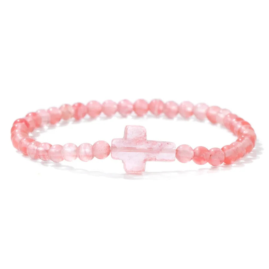 Simple Style Cross natural stone Crystal Bracelets In Bulk