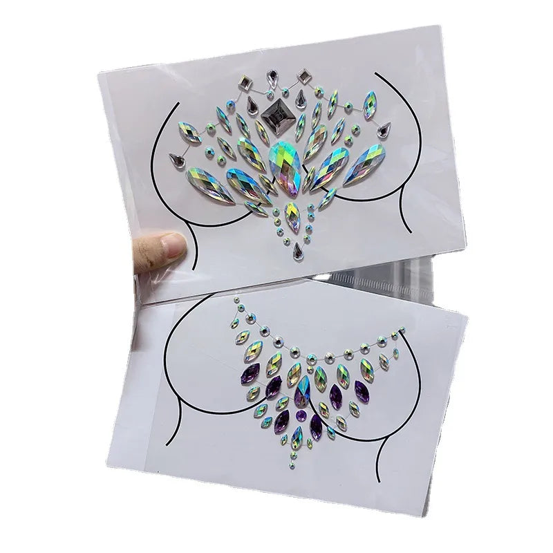 Halloween face stickers chest stickers body tattoo stickers resin acrylic Diamond stickers   tattoo stickers wholesale
