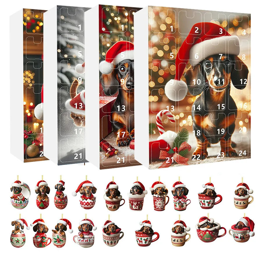 Creative Acrylic Flat Christmas Sausage Dog Blind Box Gift Set Festive Party Supplies Unique Holiday Themed Packaging