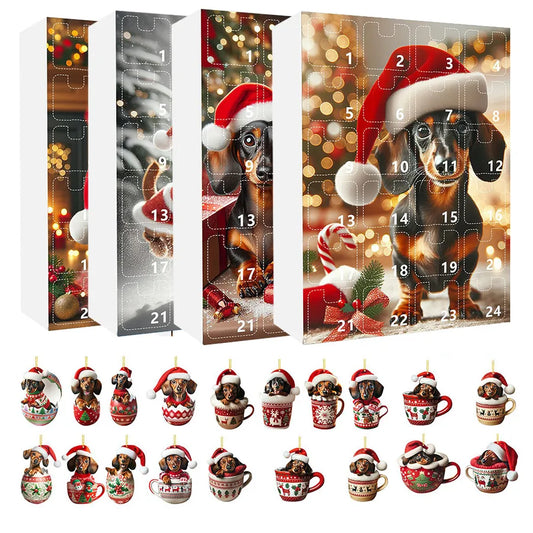 Creative Acrylic Flat Christmas Sausage Dog Blind Box Gift Set Festive Party Supplies Unique Holiday Themed Packaging
