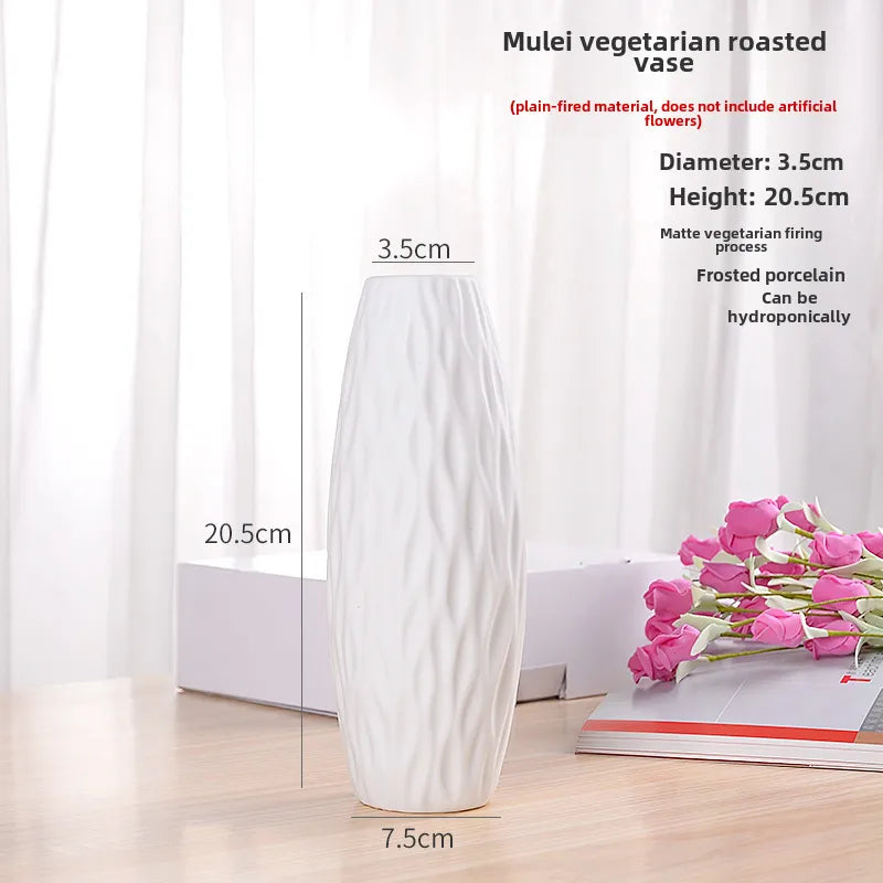 Simple Modern Star Ceramic Vase Ornaments Living Room White Porcelain Fresh Dried Flower Creative Ceramic Flower Set