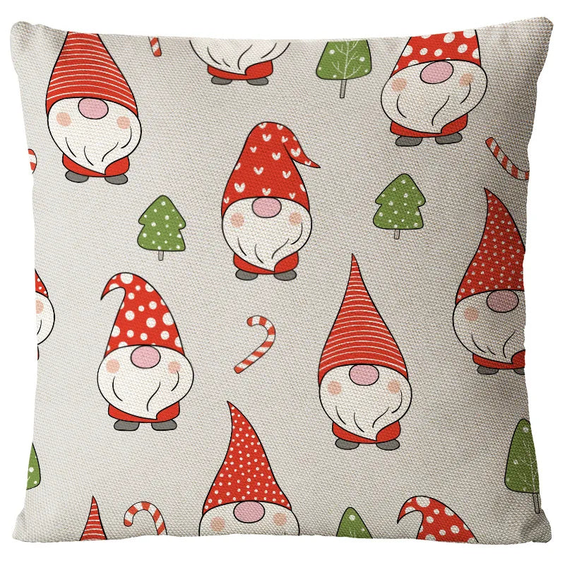 Christmas Glam Santa Claus Snowman Linen Pillow Cases Couch & Sofa Decor