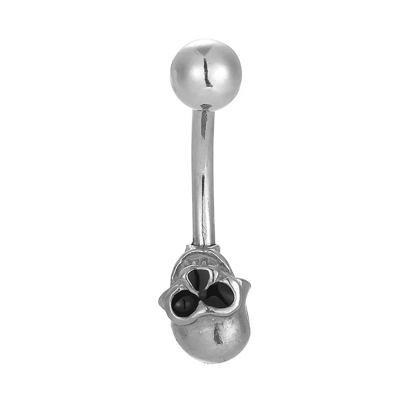 1 Piece Belly Rings Hip-Hop Punk Commute Heart Shape Spider Skull 316L Stainless Steel  Polishing Zircon