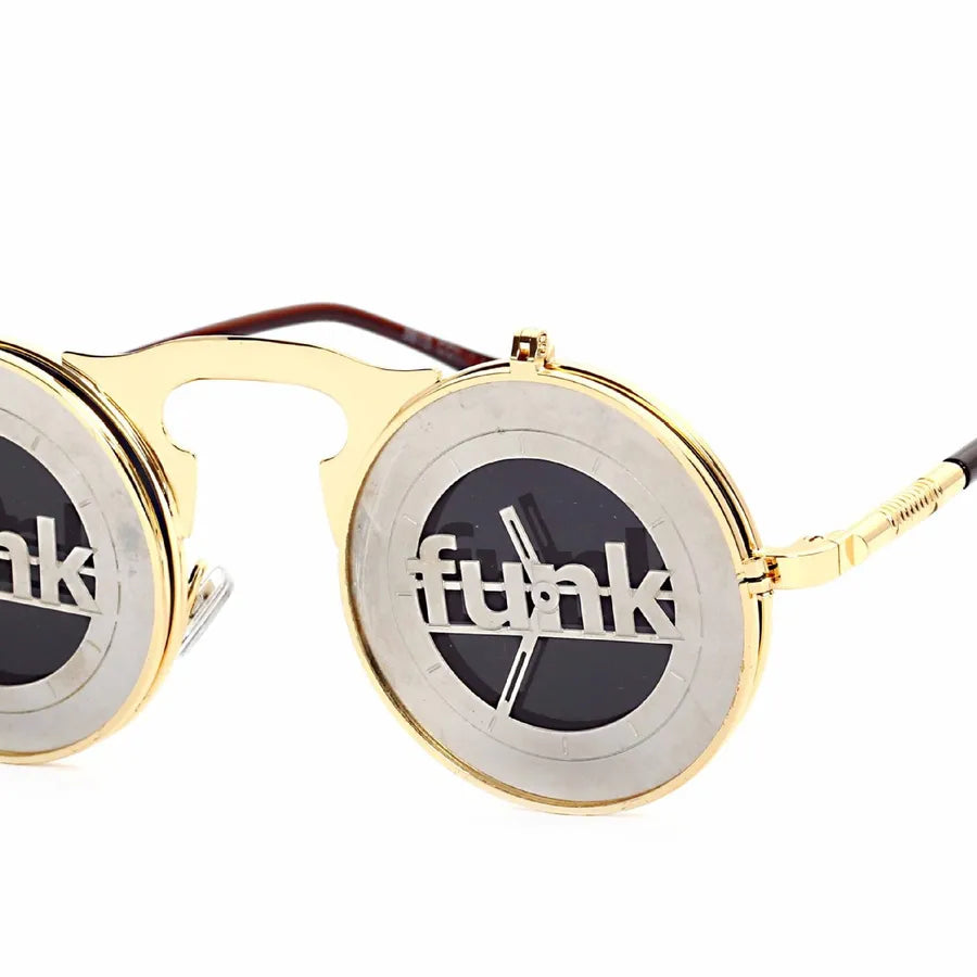 Punk Geometric Color Block Ac Round Frame Full Frame Men's Sunglasses