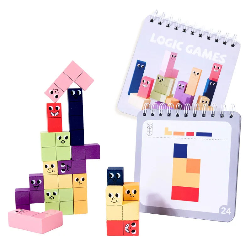 Educational Wooden Geometric Puzzle Blocks Children's Early Learning Space Assembly Toys For Toddler Kids Intelligence Training