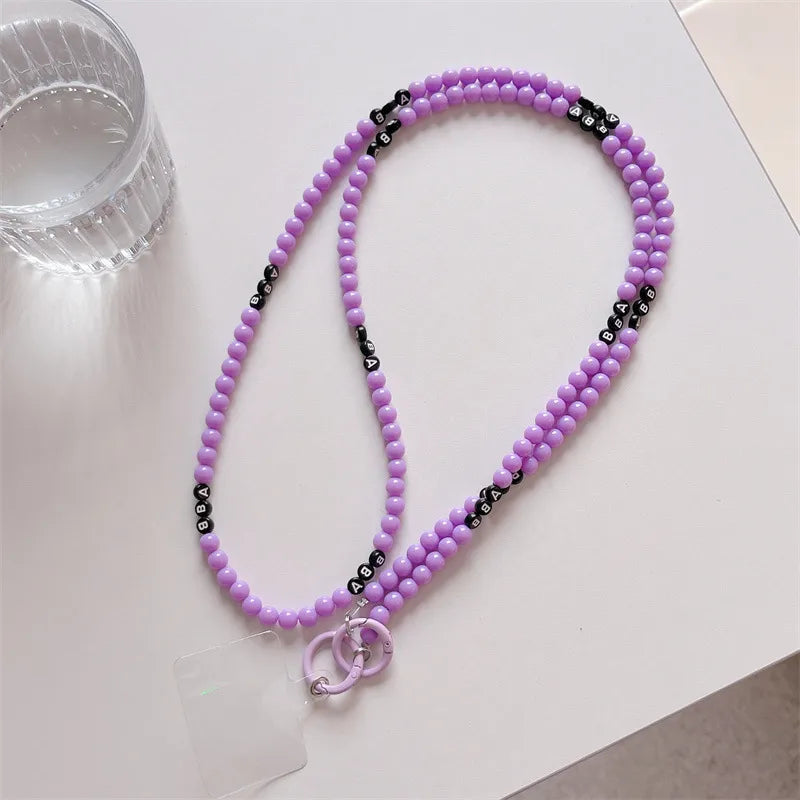Handmade Short Pearl Letter Phone Case Chain New Butterfly Knot Diy Women's Chain Accessories Elegant Simplicity Mobile Cover