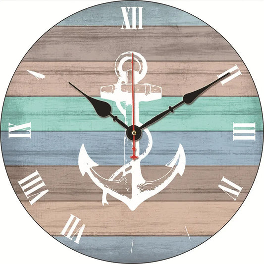 silent wall clock retro wood ocean clock wall sticker simple wall clock retro explosion hanging clock