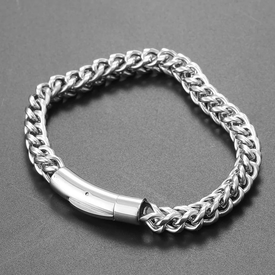 Hip-Hop Geometric 304 Stainless Steel Plating Men's Bracelets Men Chain Bracelets