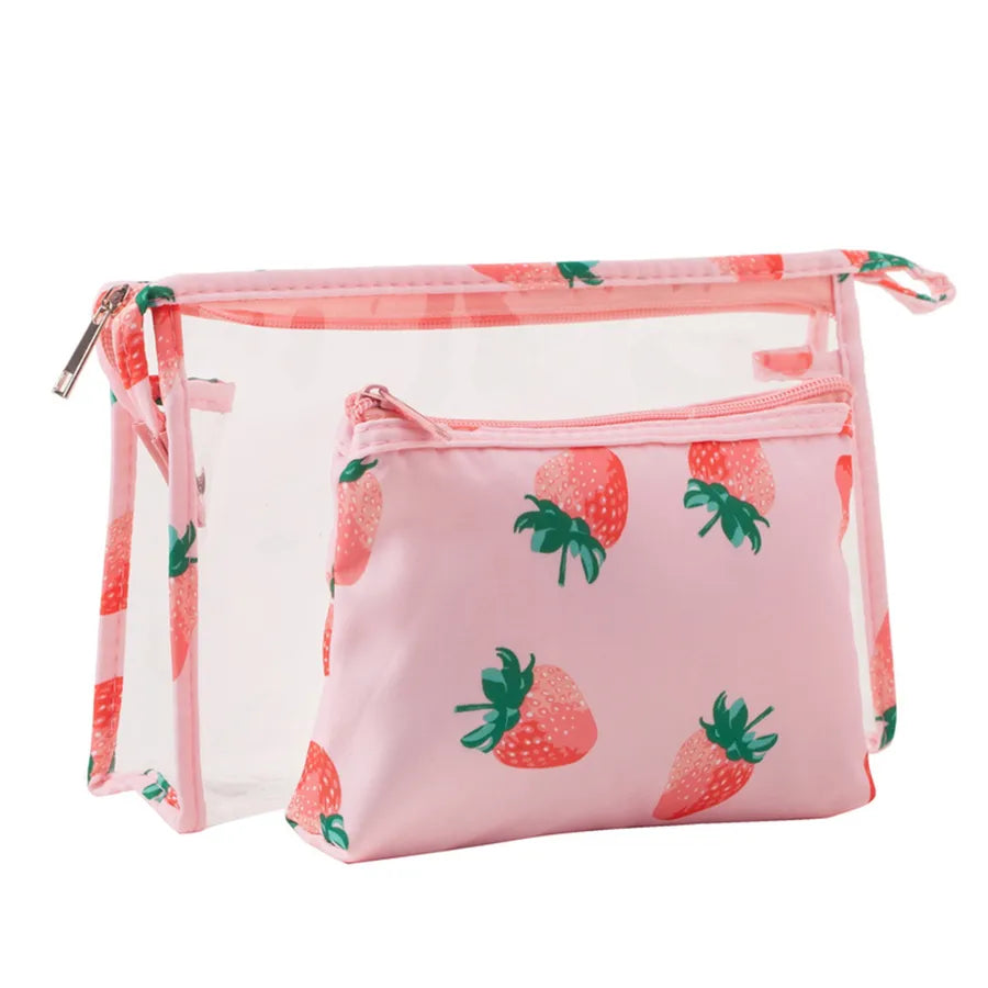 cute lemon strawberry transparent pvc canvas makeup bag