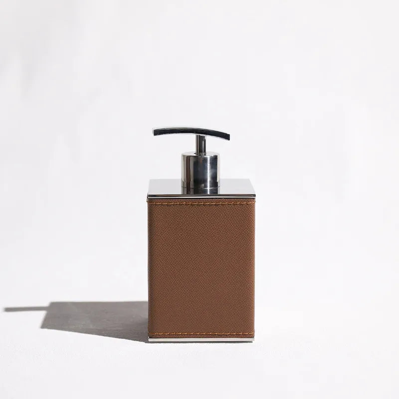 Modern European-style Home Furnishing Soft Matching Set Stainless Steel Leather Soap Dispenser Toothbrush Box Bathroom Four-piece Set Ornaments