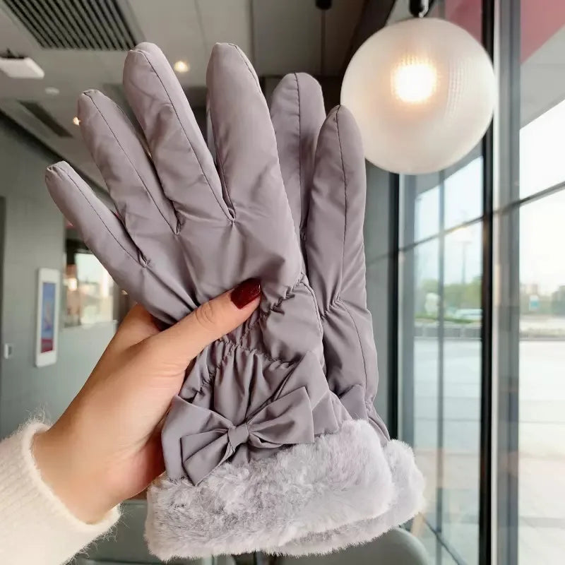 Warm gloves women's winter plus velvet padded suede autumn and winter cold-proof touch screen new cycling ski riding gloves
