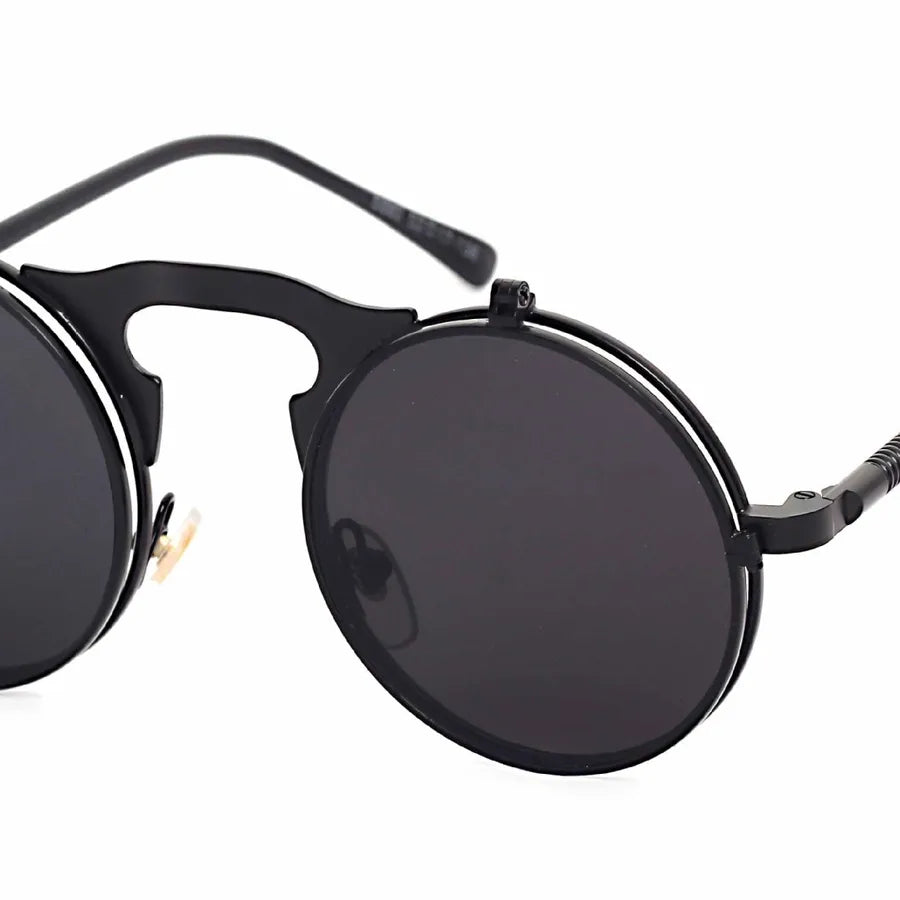 Punk Geometric Color Block Ac Round Frame Full Frame Men's Sunglasses