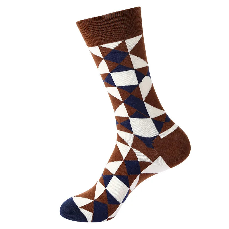 Men's Casual Sports Plaid Nylon Cotton Spandex Crew Socks 10 Pairs Per Pack