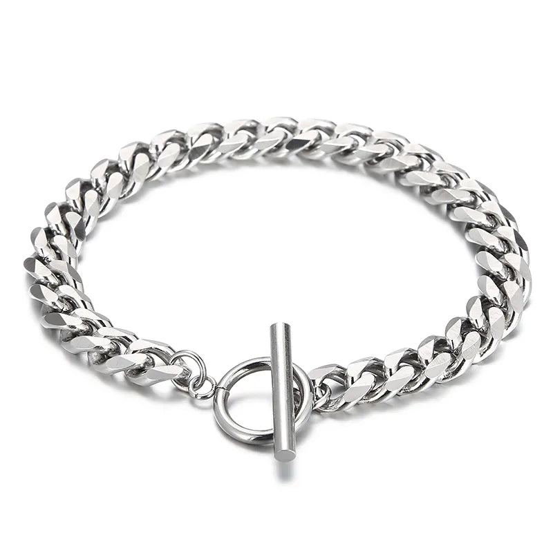 hip-hop retro punk solid color titanium steel polishing men's bracelets