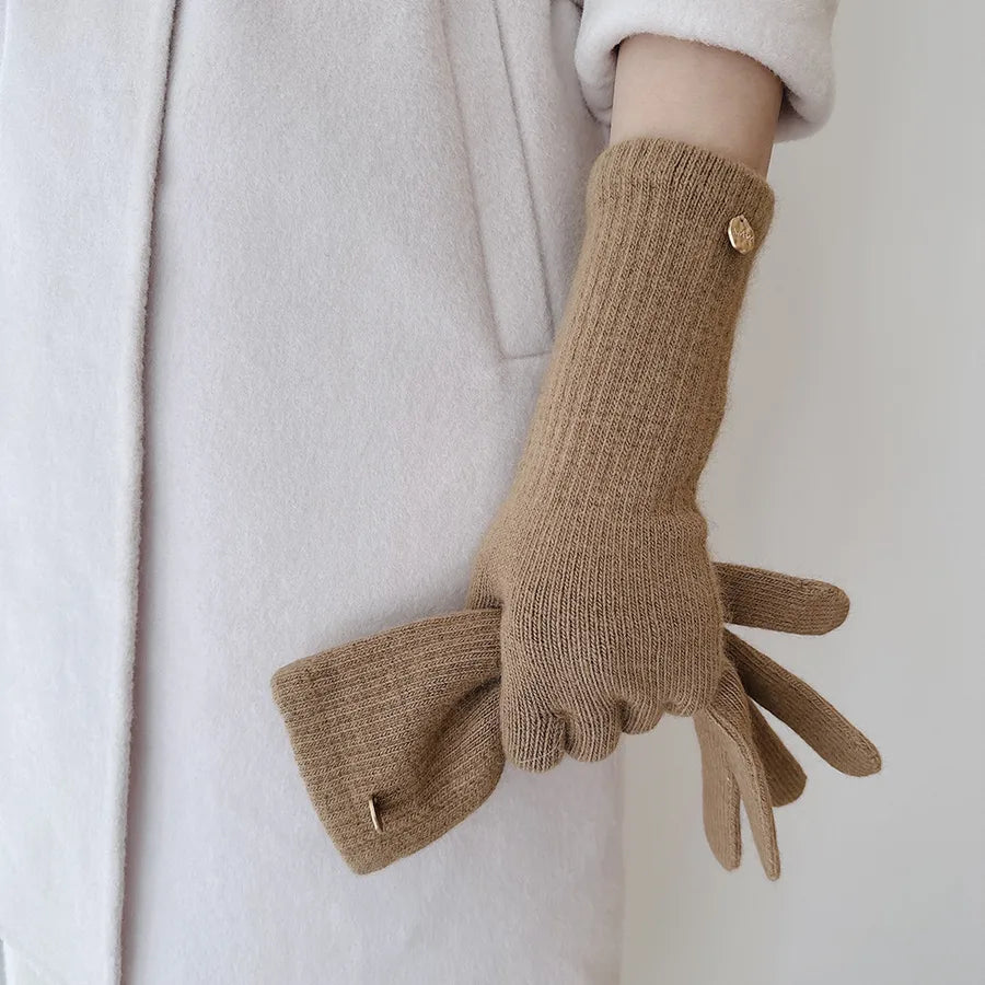 High Quality Bear Fur Wool Winter Long Warm Gloves Women's Touchscreen Compatible Soft Versatile Luxury Feel Elegant Business Style