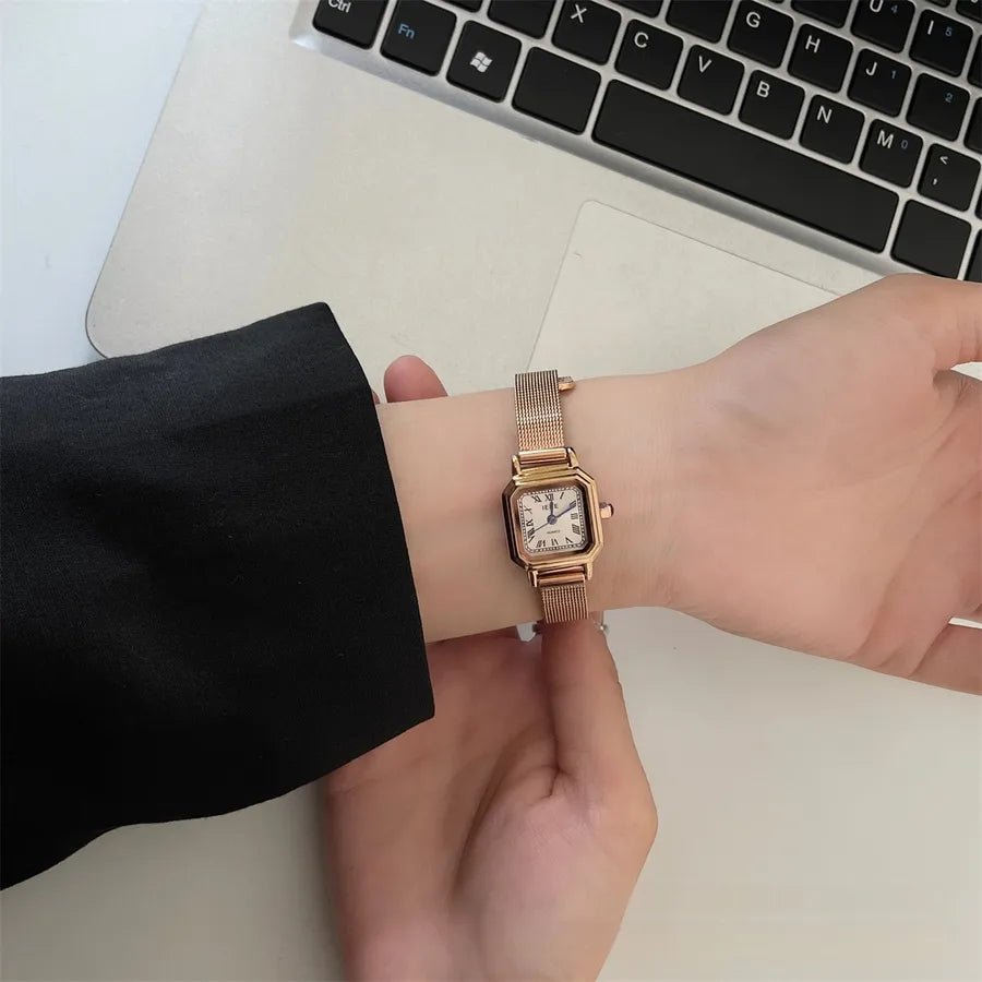 Casual Elegant Luxurious Square Single Folding Buckle Quartz Watch