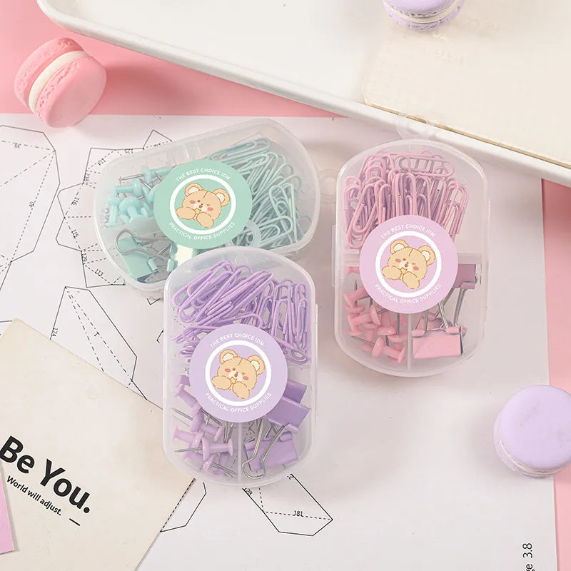 macaron color student stationery set creative drawing pin binding combination