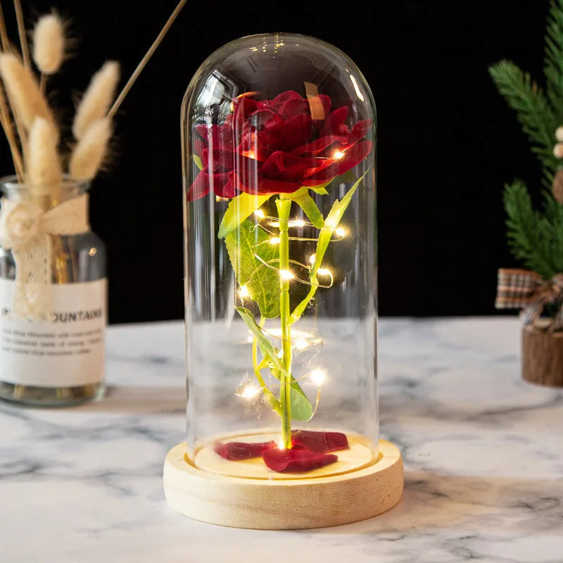 Romantic Rose Plastic Wood Glass Artificial flowers