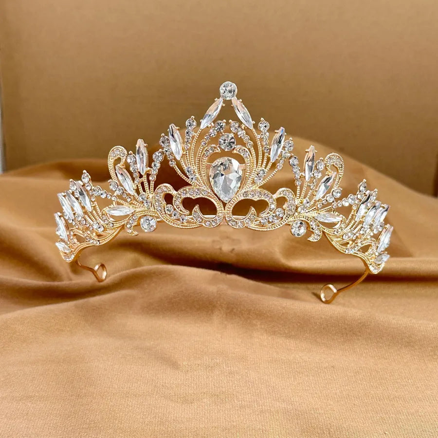 Bride Makeup Hair Accessories Retro Luxury Full Diamond Queen Crown Children's Performance All-match Color Diamond Pressure Hair Crown
