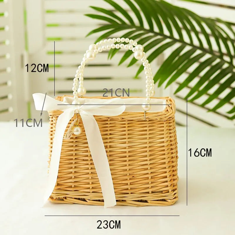 Pastoral Geometric bamboo wisteria Storage Basket