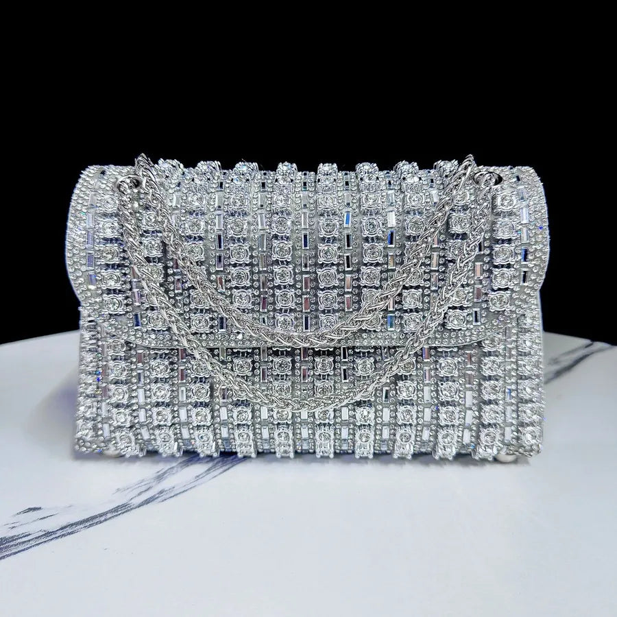 New Full Drill Handbag Diamond Embedded Underarm Evening Bag Women's Socialite Ball Gown Single Shoulder Crossbody Dinner Bag