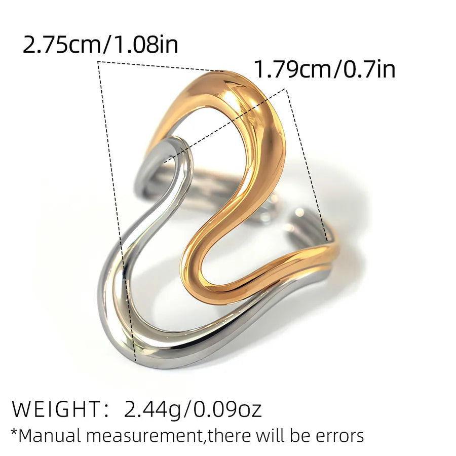 Wholesale Jewelry Casual Simple Style Geometric 304 Stainless Steel 18K Gold Plated Adjustable Ring