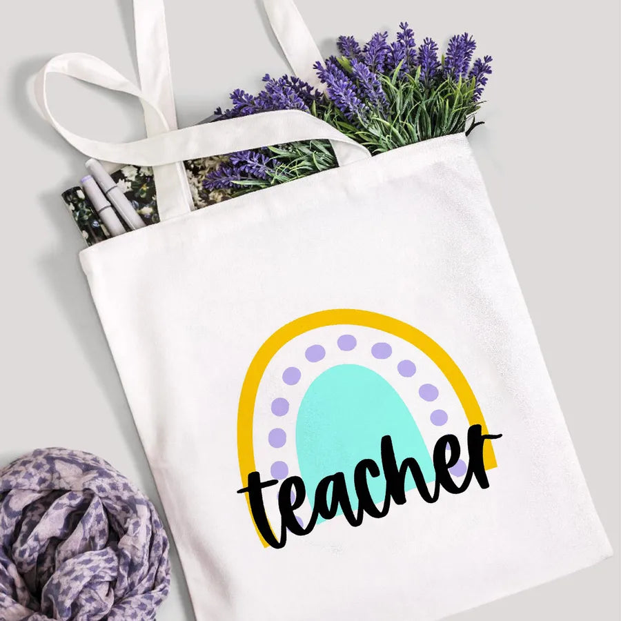 foreign trade Teach Love Rainbow printed canvas bag shoulder bag student fashion handbag spot