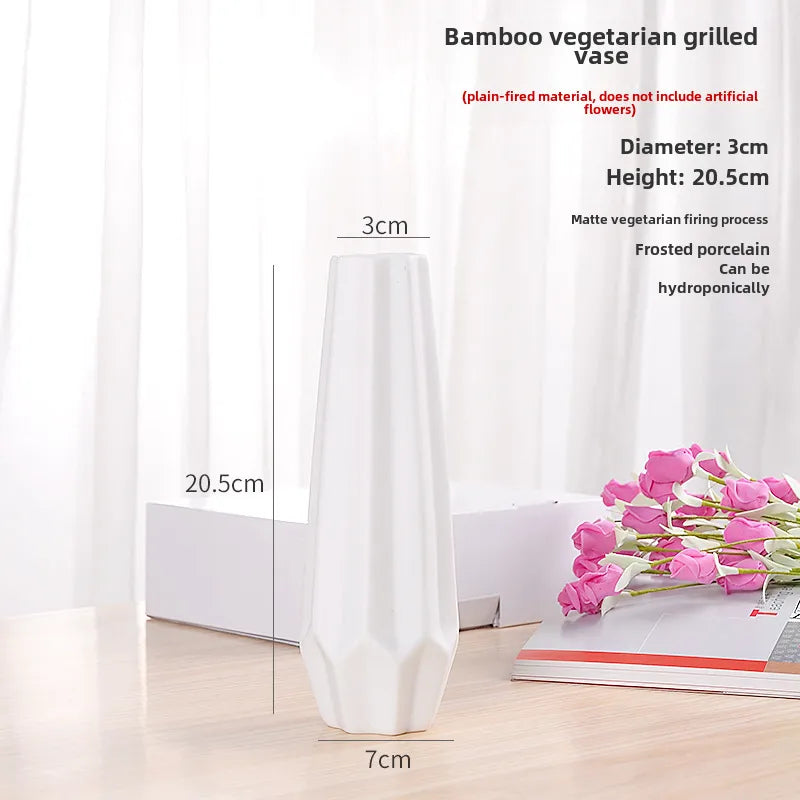 Simple Modern Star Ceramic Vase Ornaments Living Room White Porcelain Fresh Dried Flower Creative Ceramic Flower Set