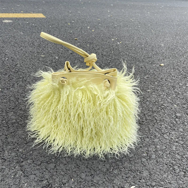 women's medium all seasons plush basic bucket bag