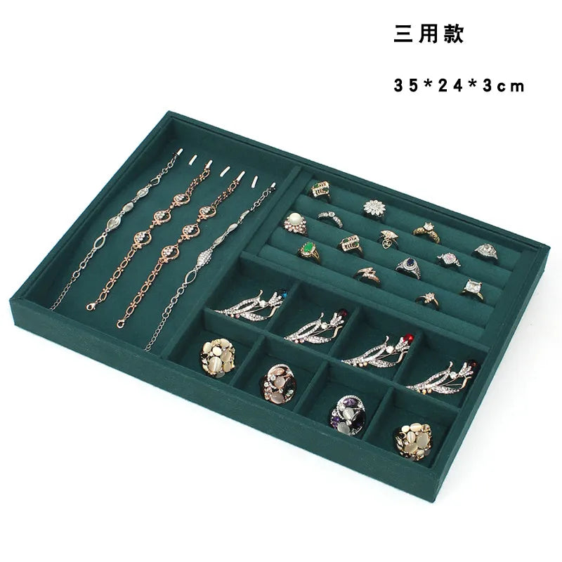 Dark Green Jewelry Necklace Box Ring Bracelet Jade Storage Box Bangle Pendant Display Props Earring Jewelry Tray