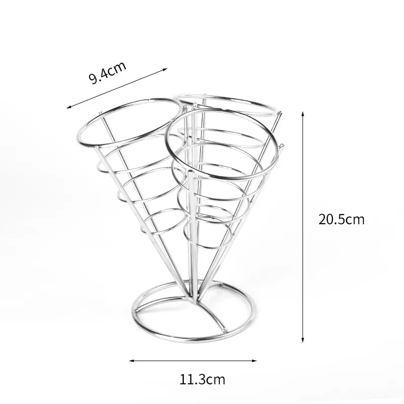 New creative tableware black four-piece four-head snack rack red four-head French fries rack stainless steel French fries rack