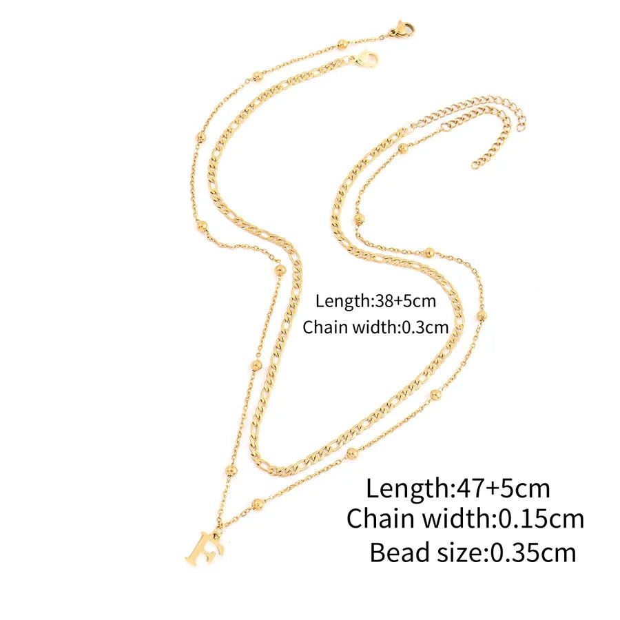 Wholesale Jewelry Elegant Simple Style Classic Style Letter 201 Stainless Steel 304 Stainless Steel Artificial Crystal cable chain figaro chain Pendant Necklace