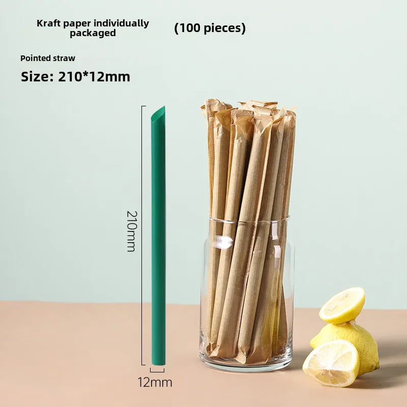 Disposable straw thick separate packaging commercial food grade plastic green hot drink pearl milk tea coffee special thin