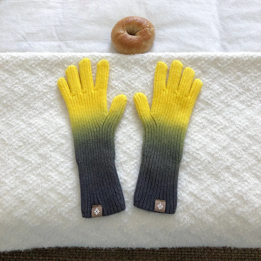 unisex streetwear gradient color gloves 1 pair