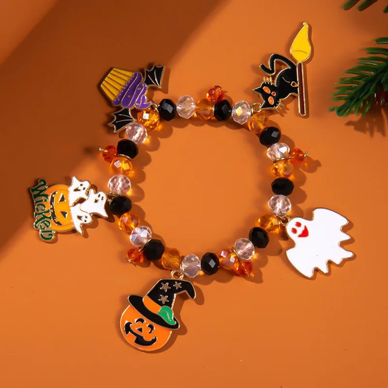 Ghost Bat Halloween Bracelets Women's Fashion Seed Bead Bracelet Set Women's Bracelets Glass Material Pumpkin Skull Design