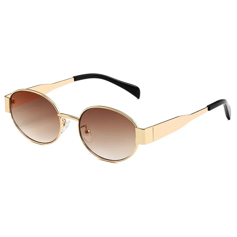 Simple Style Classic Style Color Block Ac Oval Frame Full Frame Glasses