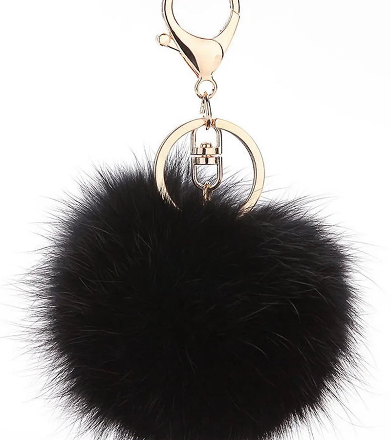 korean style hairball alloy women's bag pendant keychain