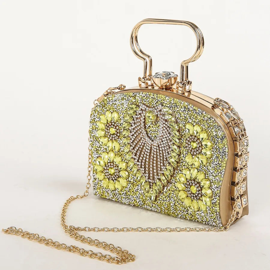 Green Alloy Geometric Square Evening Bags