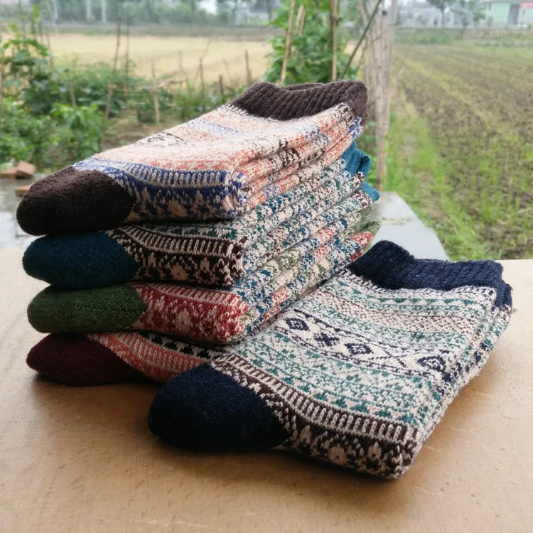men's fashion printing wool crew socks