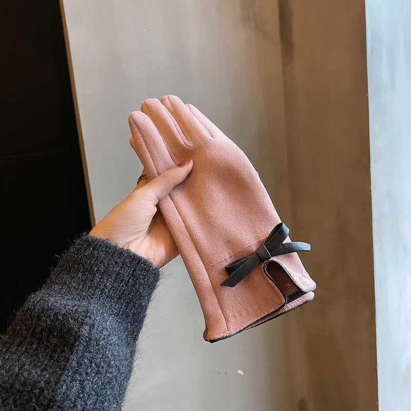 women's simple style solid color velvet polyester gloves 1 pair